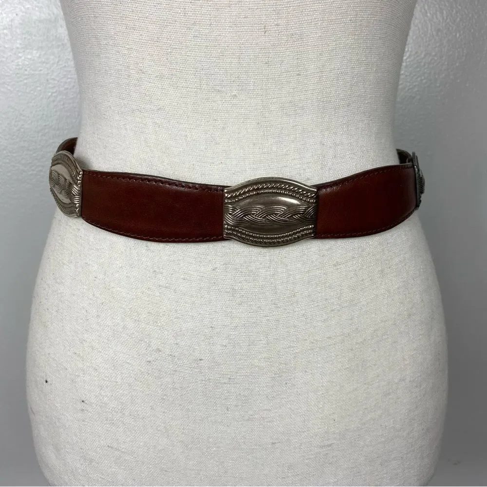 Fossil vintage leather and silver tone braided accents
